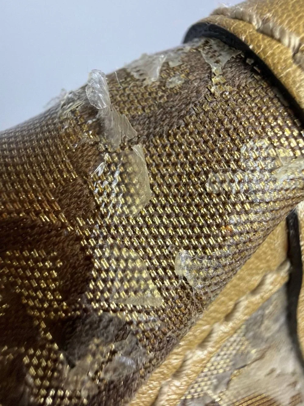 Gucci Abby Gold Leather Coated Monogram Canvas Hobo Shoulder Bag - Picture 13 of 16